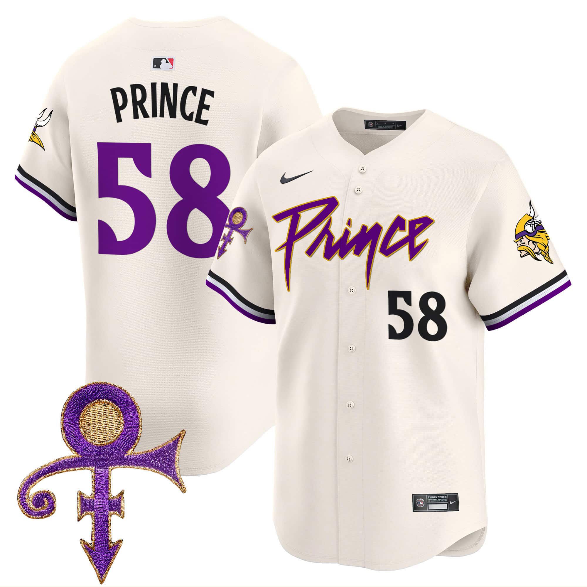 Men Minnesota Vikings #58 Prince Cream 2024 Nike Prince Patch Vapor Premier Limited NFL Jersey